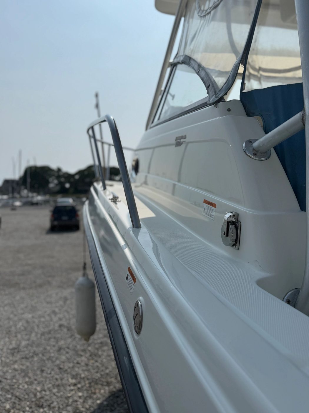 Boat being hand washed and waxed by MBD Marine Care